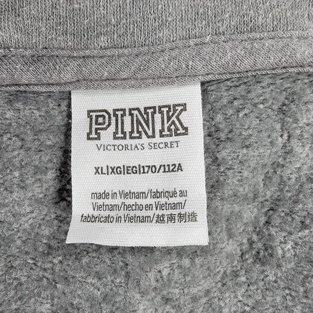 Victoria's Secret Varsity 1/2-Zip Sweatshirt Womens XL Gray‎ Maroon Love Pink